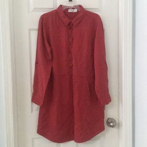 👗#21 Red shirt dress.